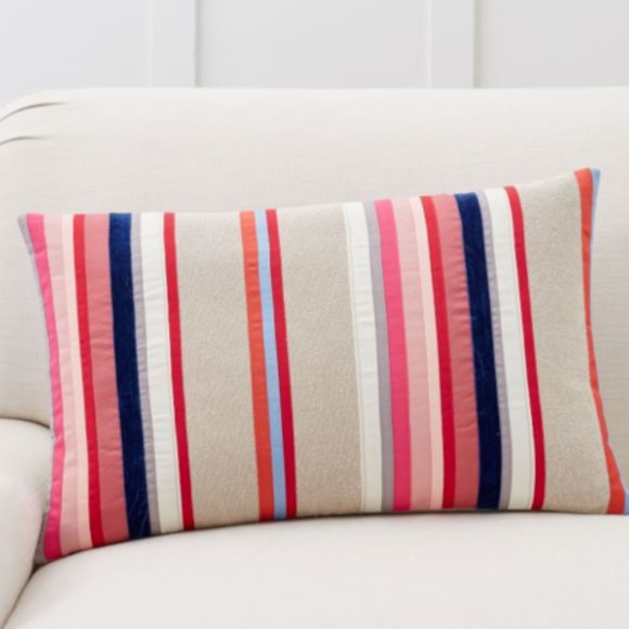 Pottery Barn Other - Pottery Barn Velvet Striped Lumbar Pillow Cover